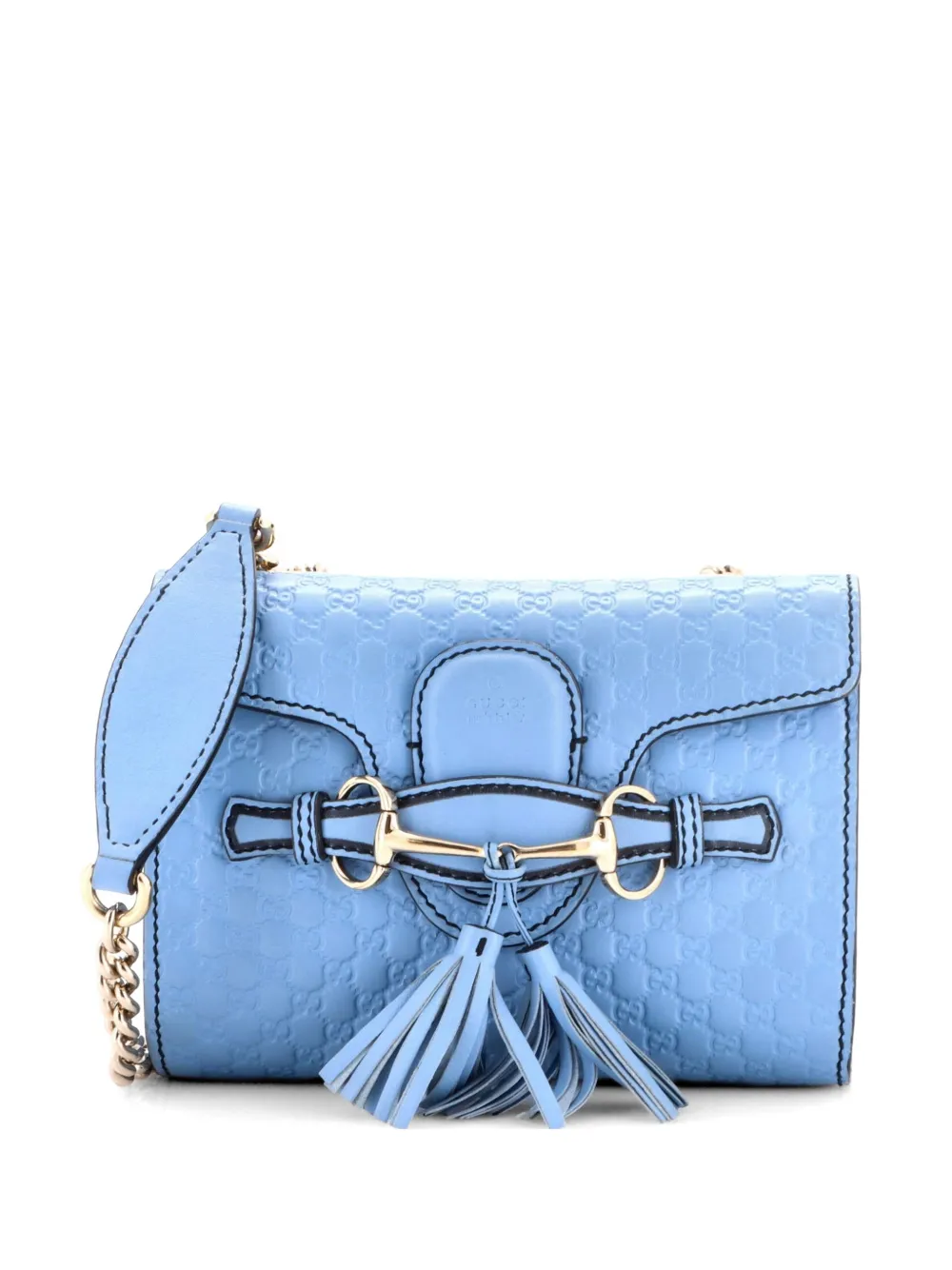 Gucci Pre-Owned Emily Chain Flap Bag Microguccissima Leather Mini shoulder bag - Blu