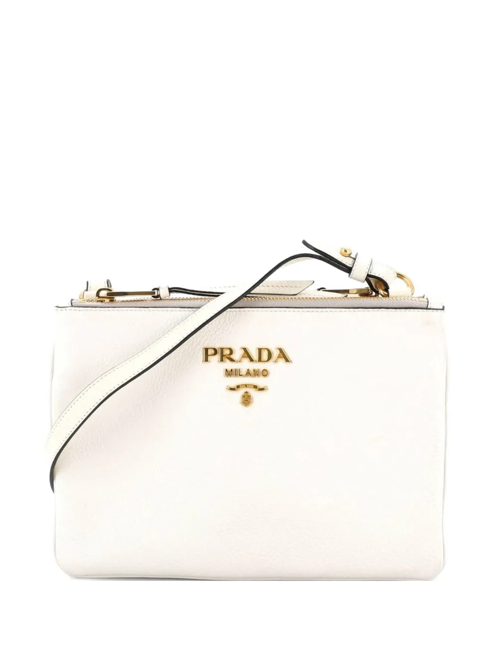 Prada Pre-Owned Double Zip Vitello Daino Small crossbody bag - Bianco