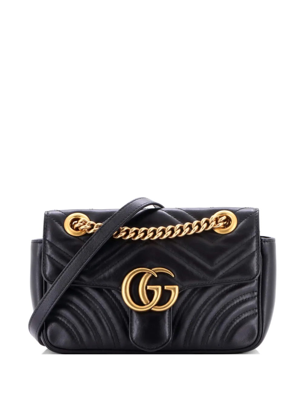 Gucci Pre-Owned GG Marmont Flap Bag Matelasse Leather Mini crossbody bag - Nero
