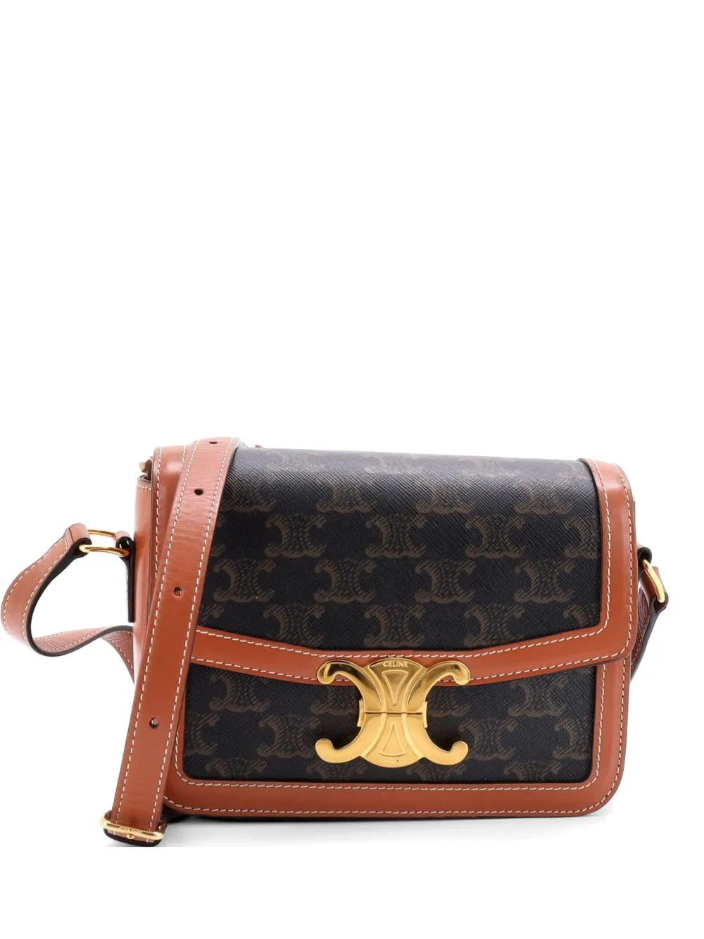 Celine Pre-Owned Triomphe Triomphe Coated Canvas Teen shoulder bag - Marrone