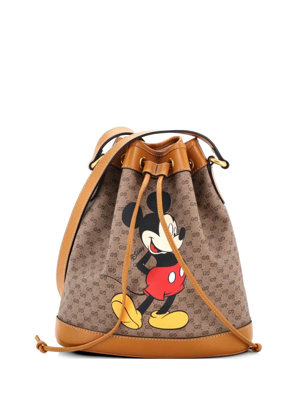 Gucci Pre-Owned Disney Mickey Mouse Printed Mini GG Coated Canvas bucket bag - Marrone
