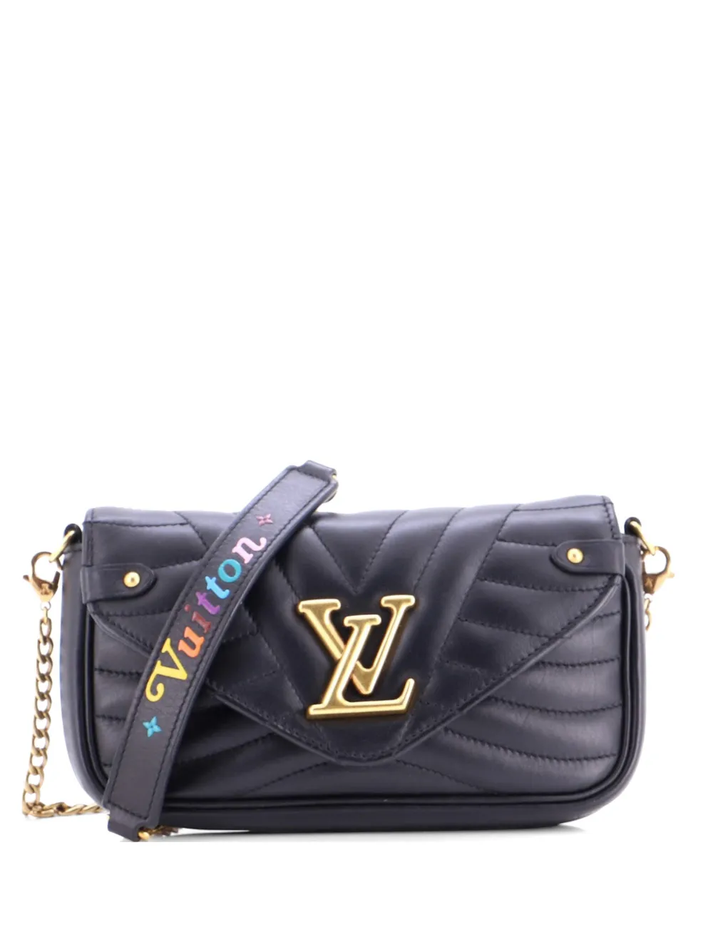 Louis Vuitton Pre-Owned New Wave Chain Pochette Quilted Leather clutch bag - Black