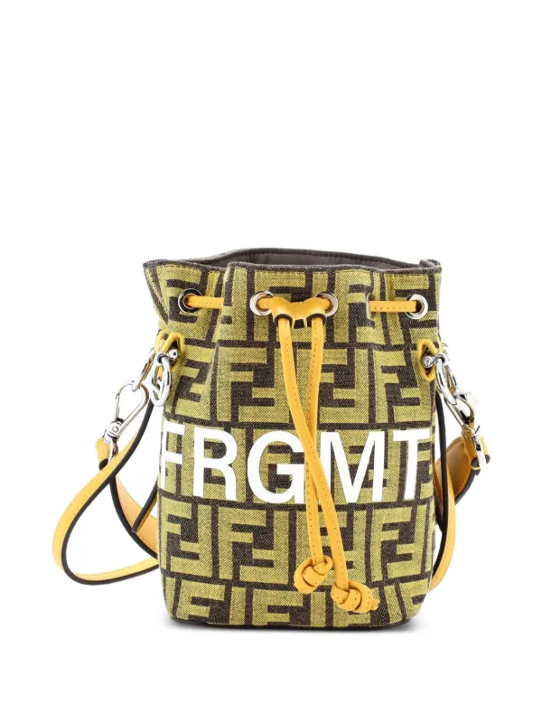 Fendi Pre-owned X Fendi Fragment Mon Tresor Zucca Canvas Mini Bucket Bag in Yellow