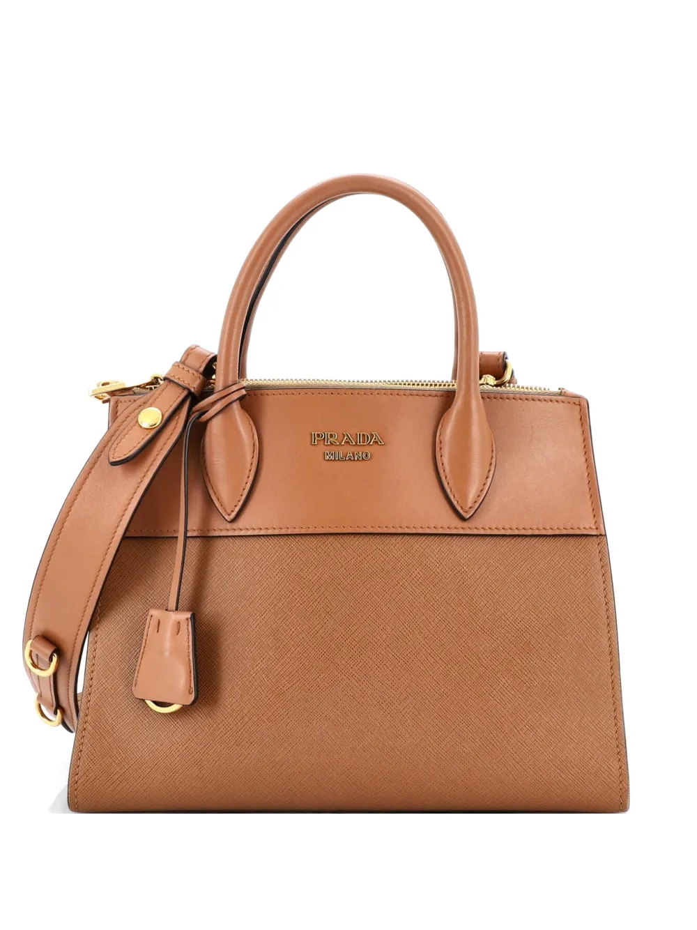 Prada Pre-Owned Paradigme Tote Saffiano with City Calf Small satchel - Marrone
