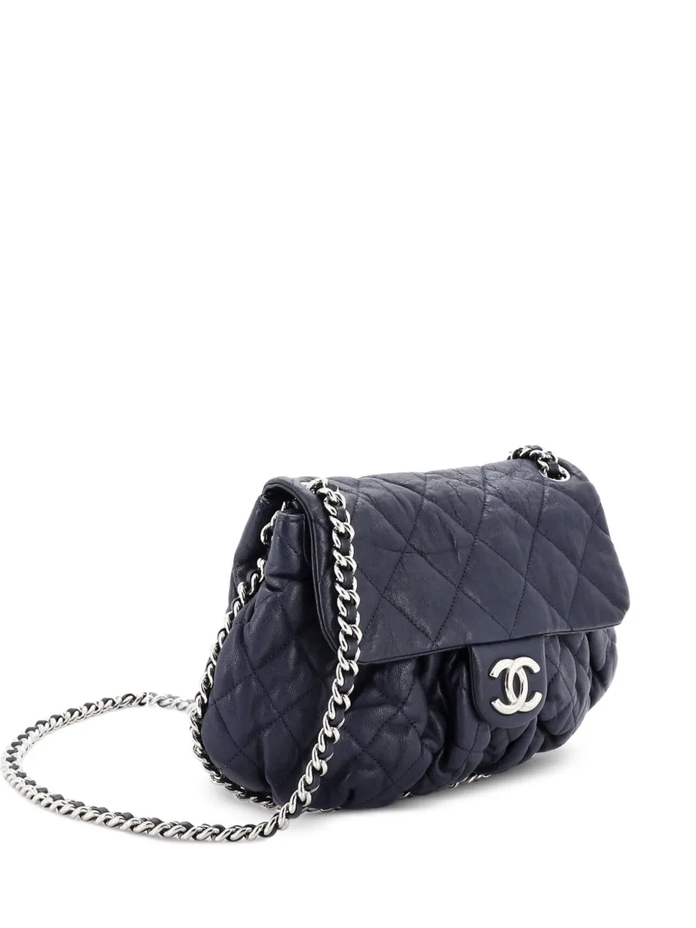 CHANEL Pre-Owned Chain Around Flap Bag Quilted Leather Medium crossbody bag - Blu