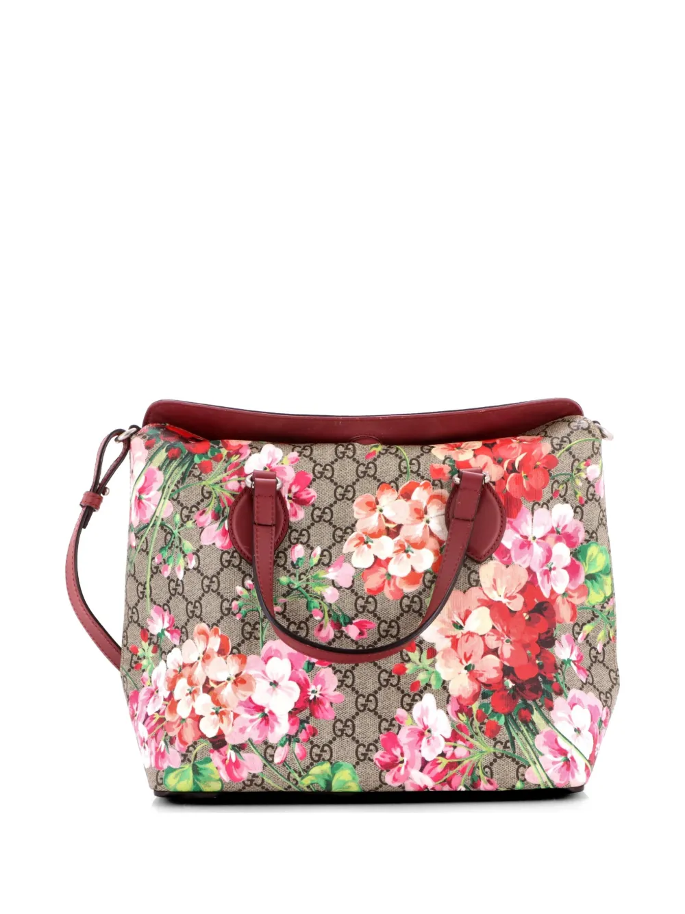 Gucci Pre-Owned Signature Fold Over Tote Blooms Print GG Coated Canvas Medium satchel - Marrone