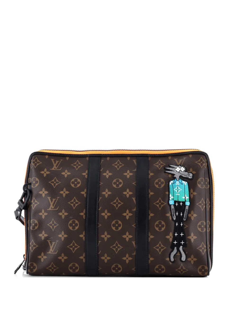 Louis Vuitton Pre-Owned Keepall Pouch Monogram Canvas with LV Friends Patch clutch bag - Marrone