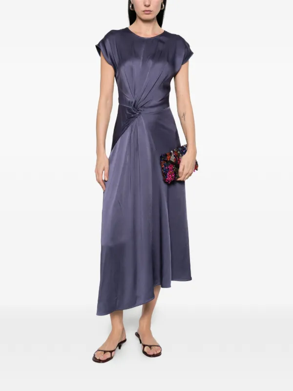 dresses of victoria beckham Asymmetric draped gathered satin-crepe dress - burgundy while pleat details at the front waist and shoulder bring a subtle sensuality. Victoria Beckham unveils dress line