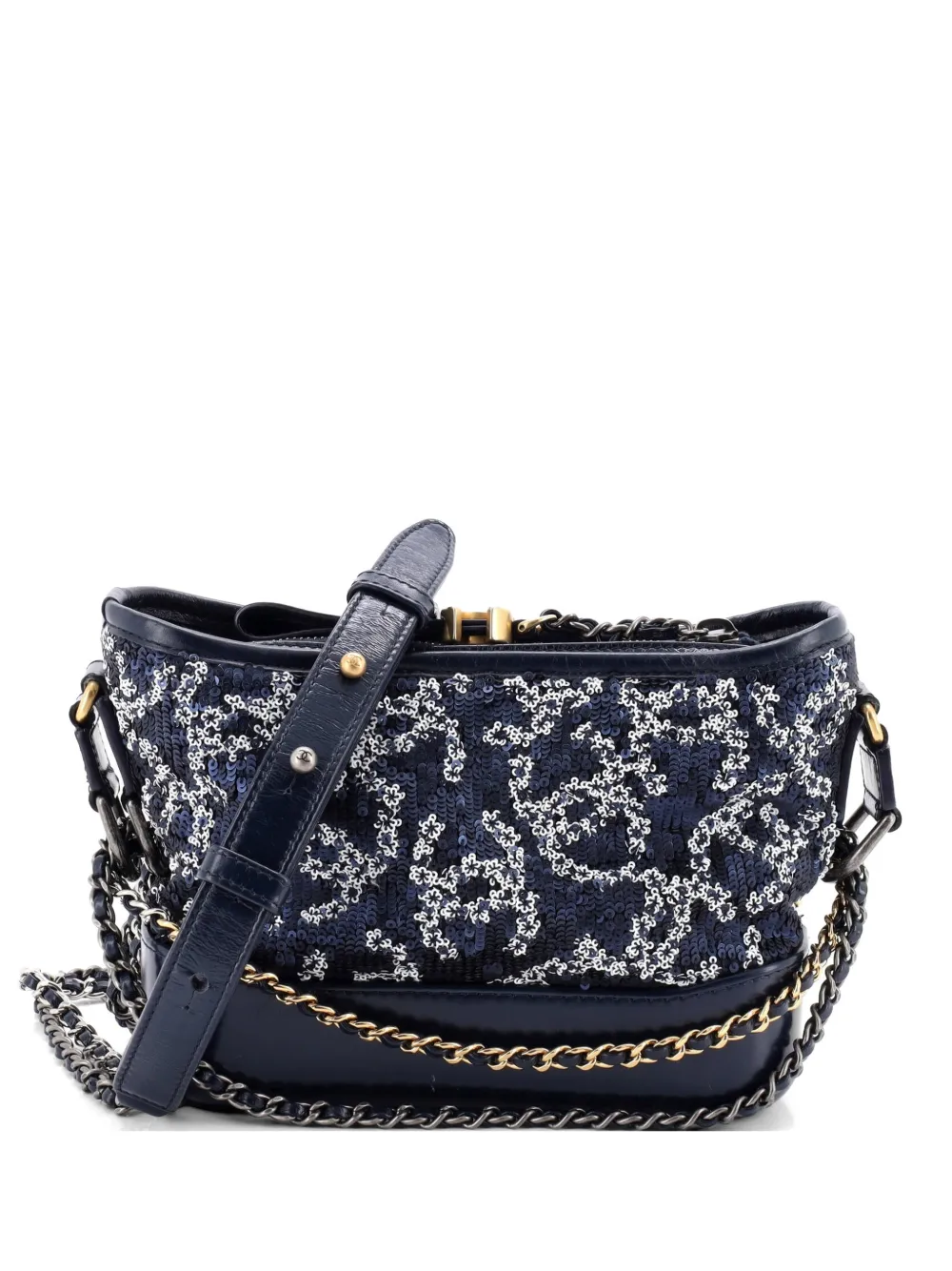 CHANEL Pre-Owned Gabrielle Logo Motif Sequins Small hobo bag - Blu