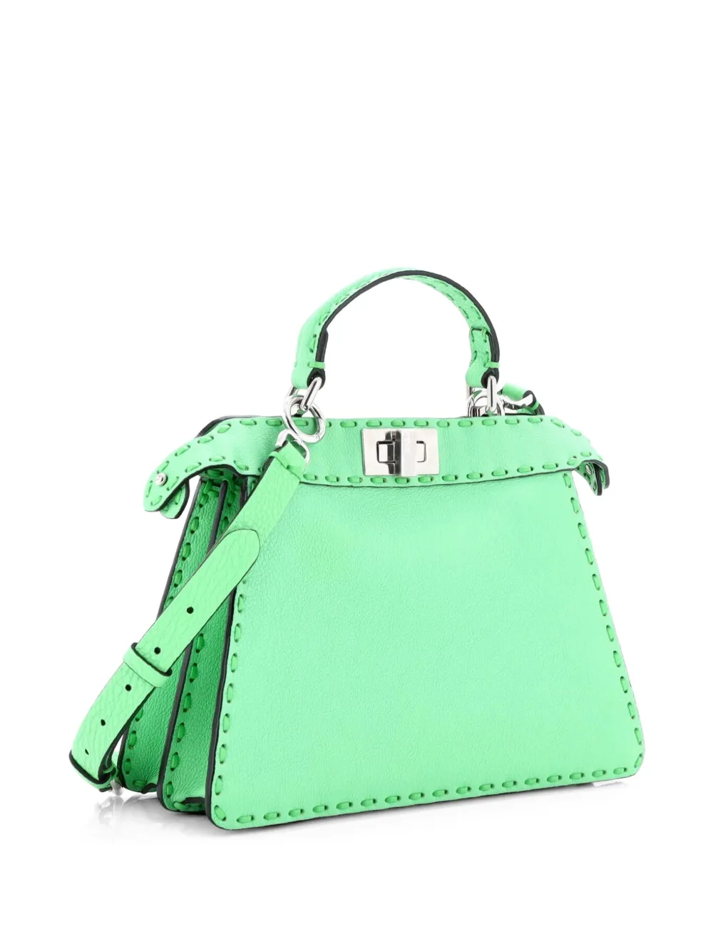  Fendi Pre-owned Selleria Peekaboo Iseeu Bag Leather Small Satchel - Green 