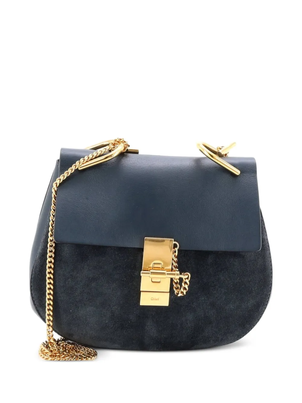Chloé Pre-Owned Drew Leather and Suede Small crossbody bag - Blu