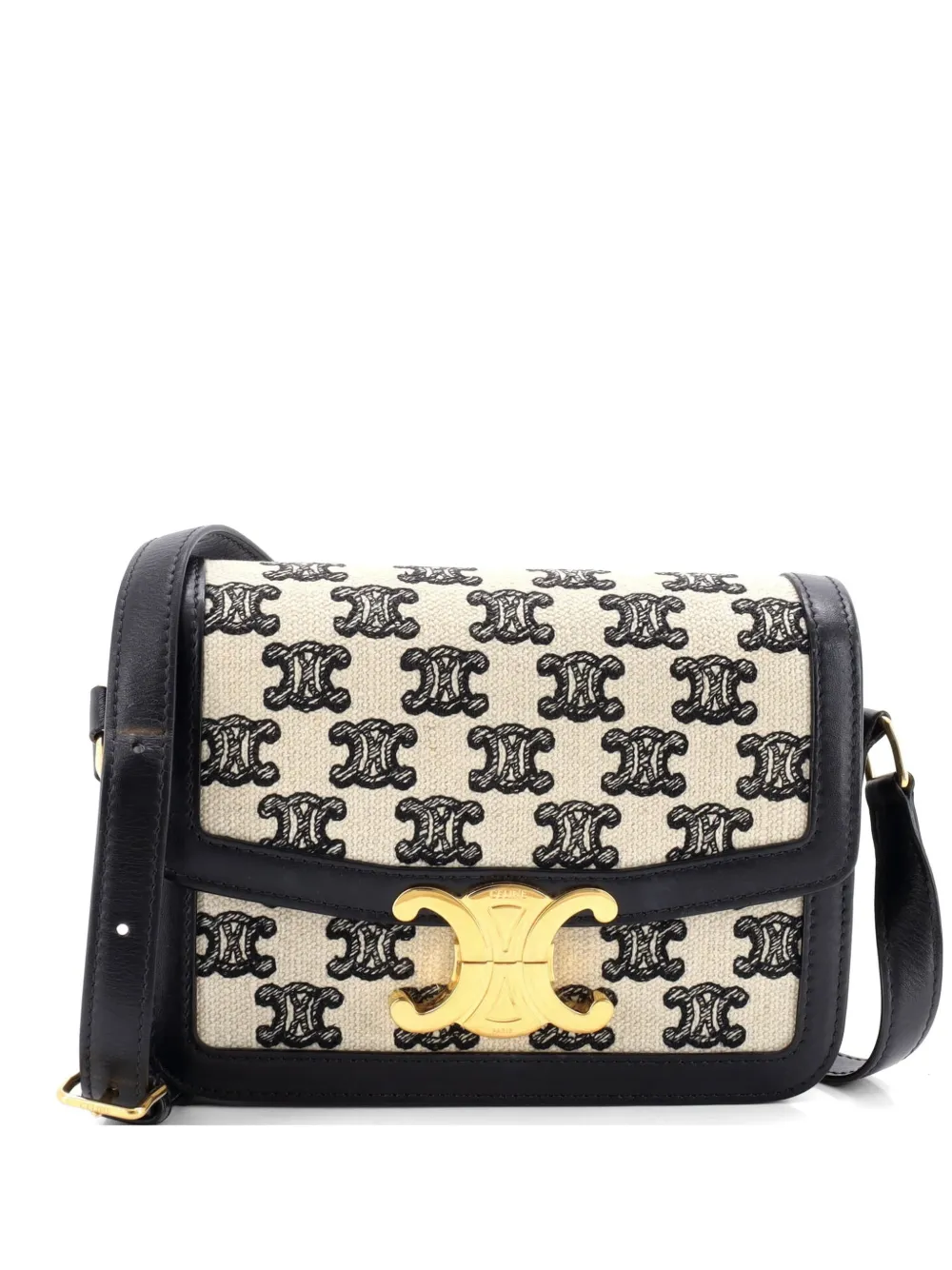 Celine Pre-Owned Triomphe Triomphe Canvas and Leather Teen shoulder bag - Nero