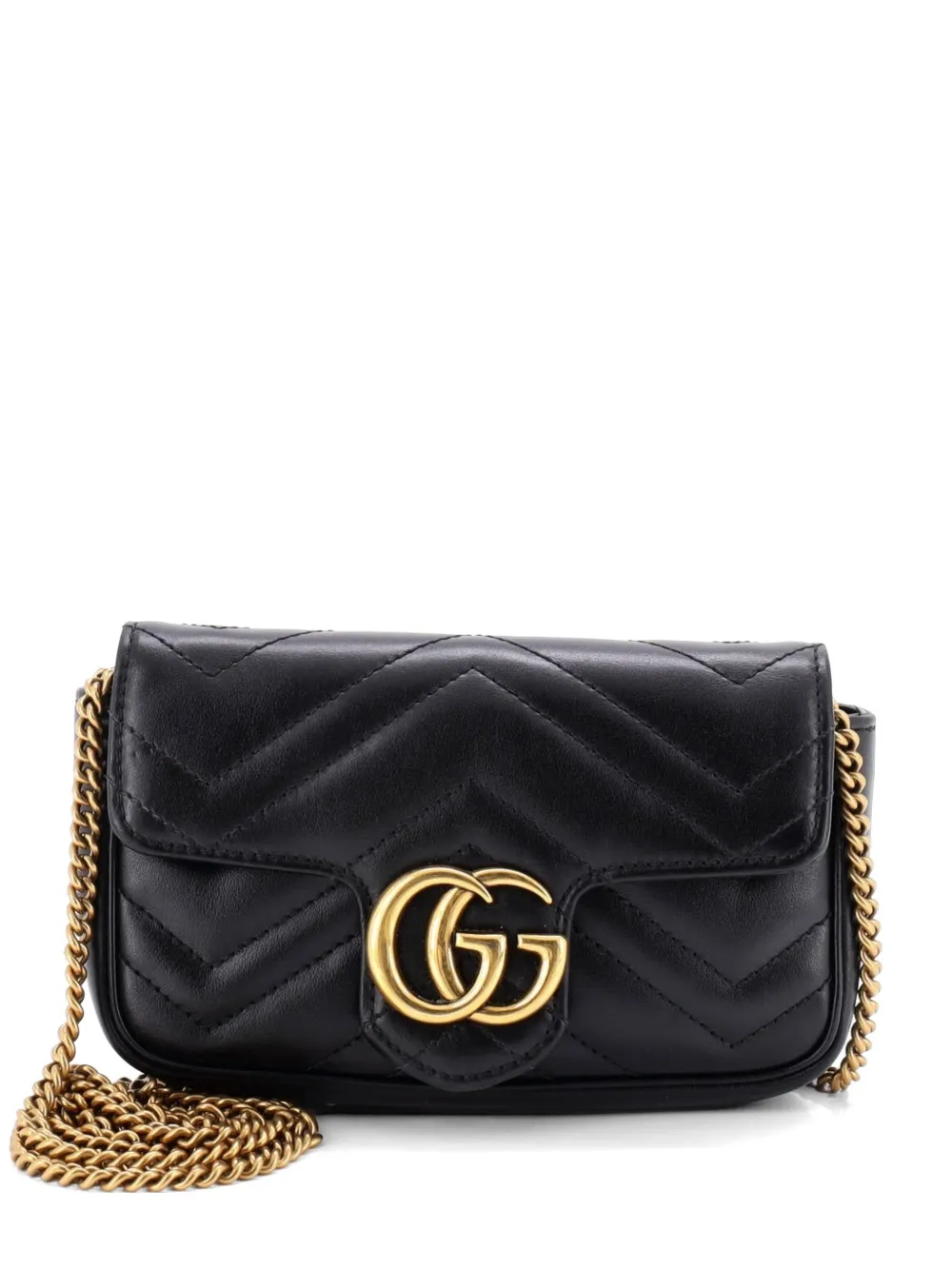 Gucci Pre-Owned GG Marmont Flap Bag Matelasse Leather Super Mini crossbody bag - Nero