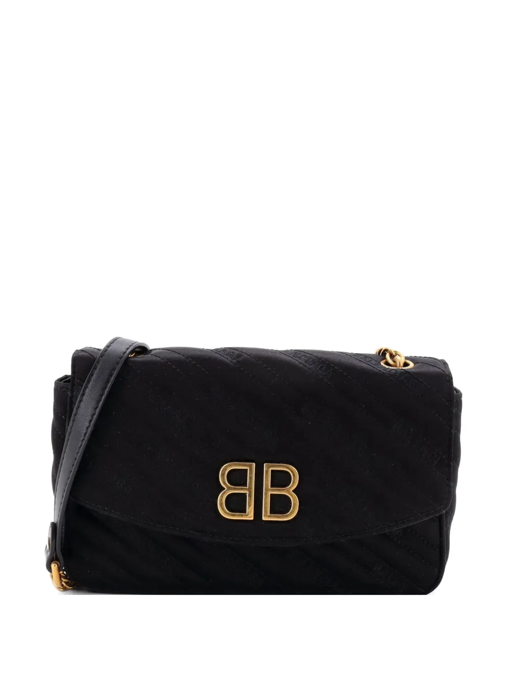 Balenciaga Pre-Owned BB Chain Round Quilted Satin Small shoulder bag - Nero