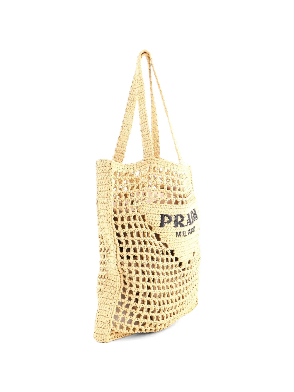 Triangle Logo Open Raffia Tote Bag