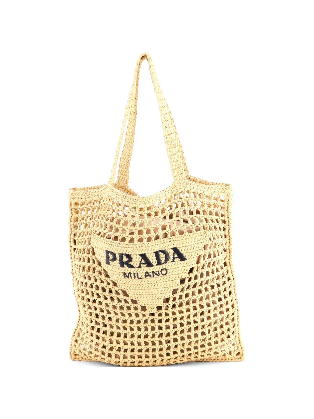 Prada Pre-Owned Triangle Logo Open Raffia tote bag - Neutrals
