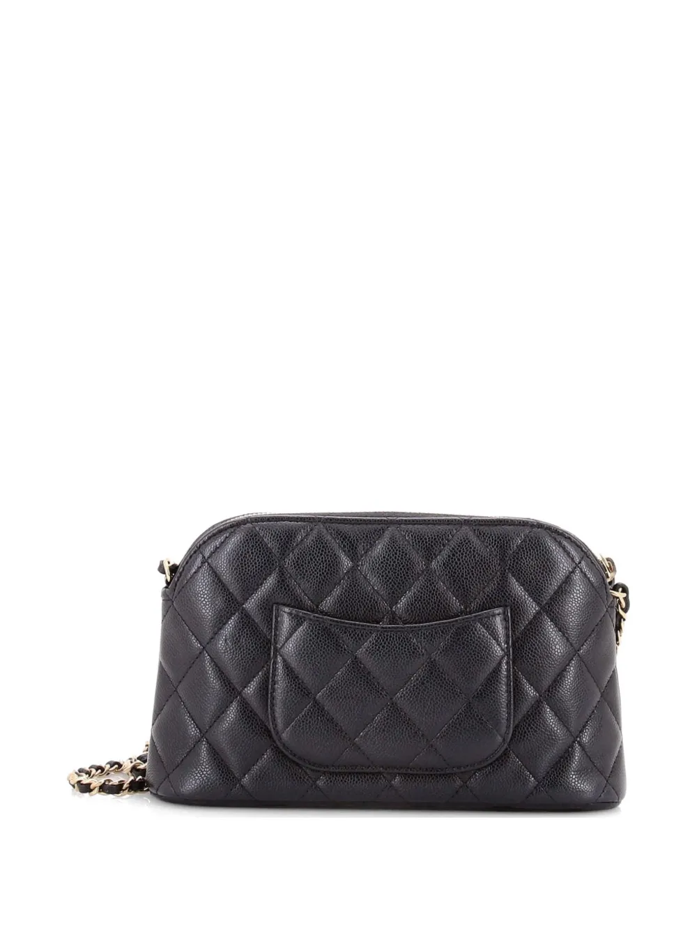 Cc Dome Zip Clutch With Chain Quilted Caviar Small Shoulder Bag