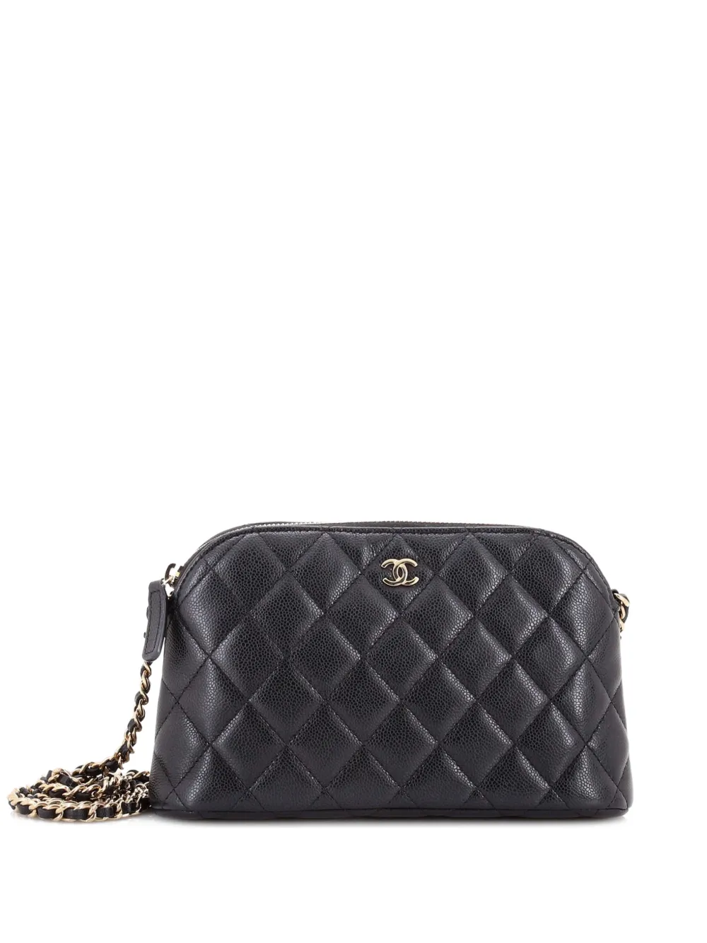 CHANEL Pre-Owned CC Dome Zip Clutch with Chain Quilted Caviar Small shoulder bag - Nero