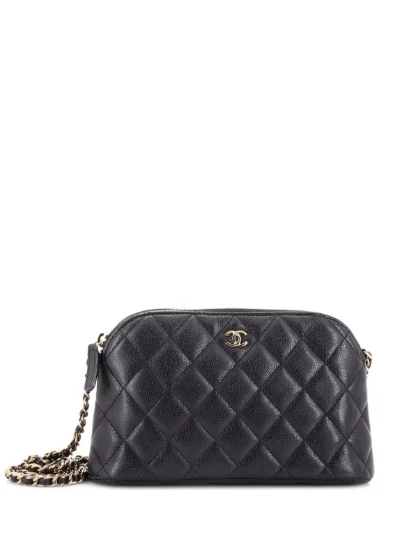 CHANEL Pre-Owned ココマーク ドーム ジップ クラッチ ウィズチェーン