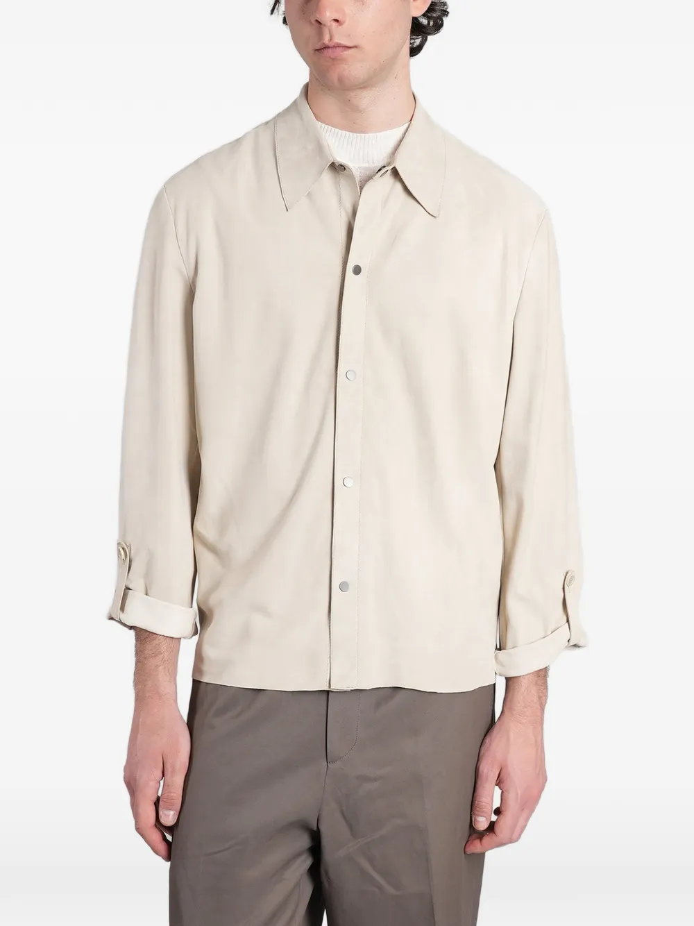 Salvatore Santoro suede-finish shirt jacket - Toni neutri
