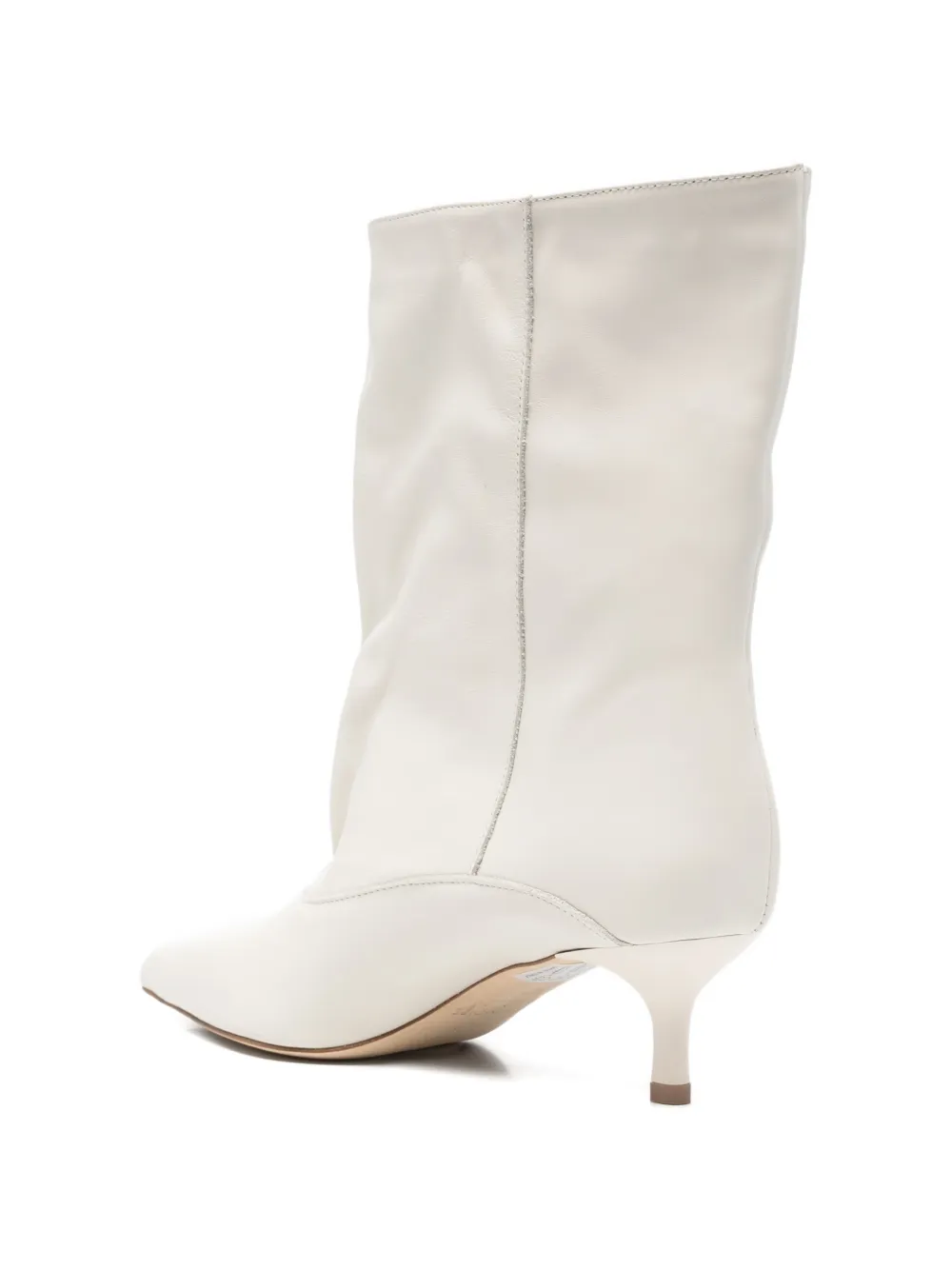 Gisel Moire Enkellaarzen met puntige neus Wit