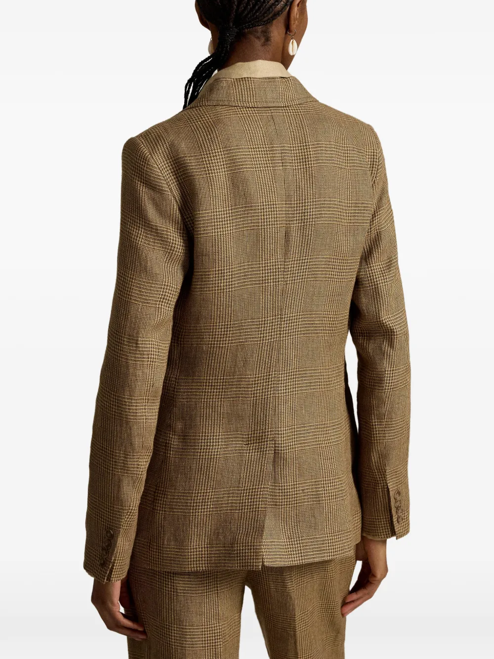Polo Ralph Lauren Glen geruite blazer met enkele rij knopen Bruin