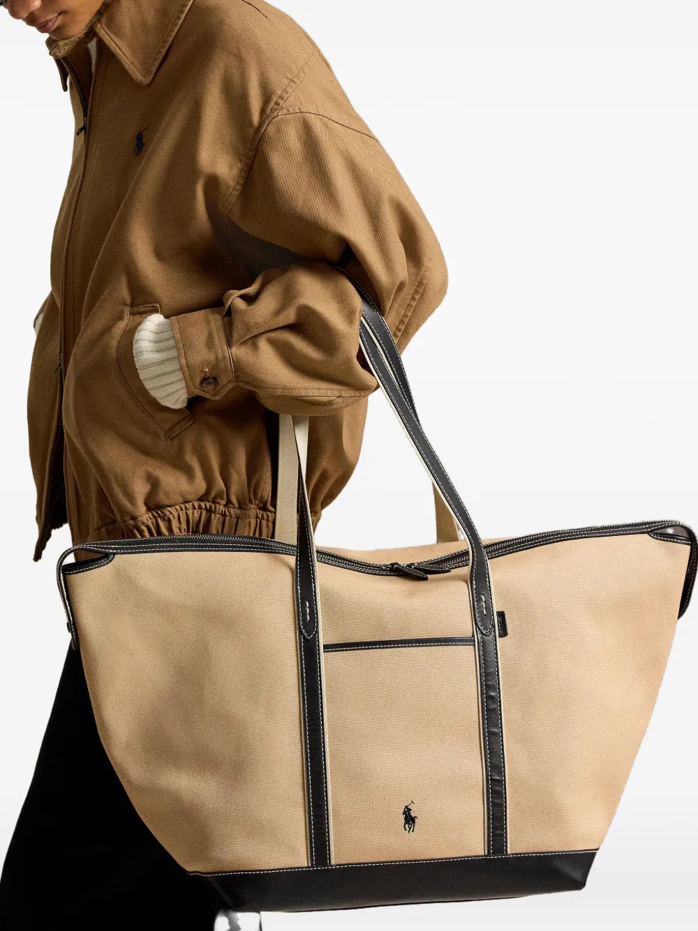 Polo Ralph Lauren Pony shopper met contrasterende afwerking Beige