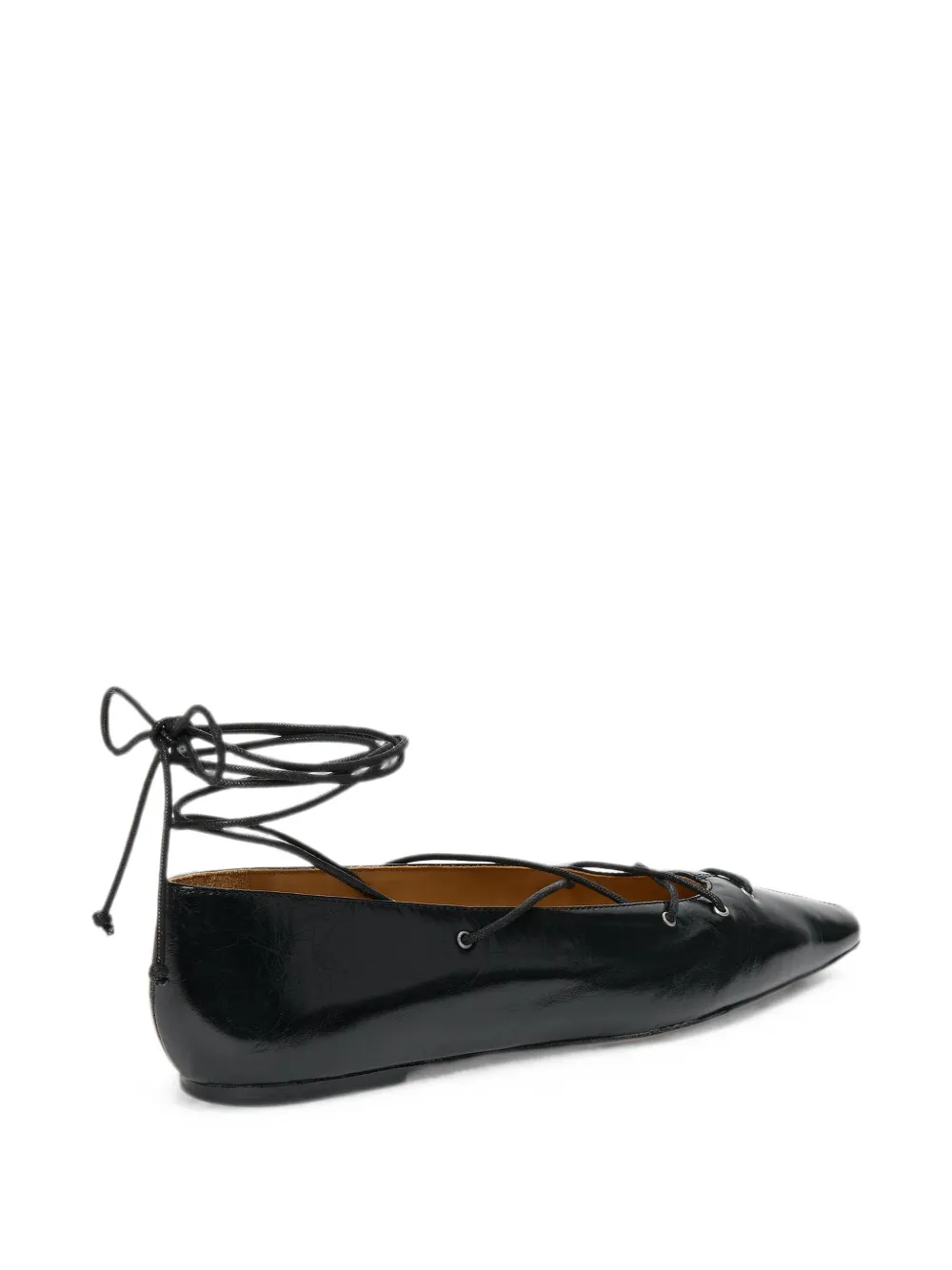 Polo Ralph Lauren lace-up pointed ballet flats Zwart