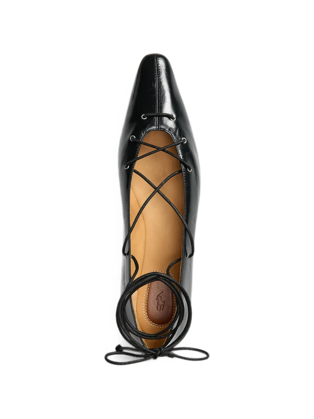 Polo Ralph Lauren lace-up pointed ballet flats Zwart