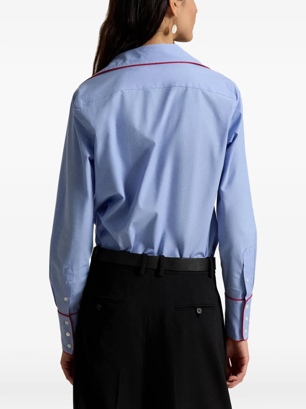 Polo Ralph Lauren Stretch blouse met contrasterende afwerking Blauw