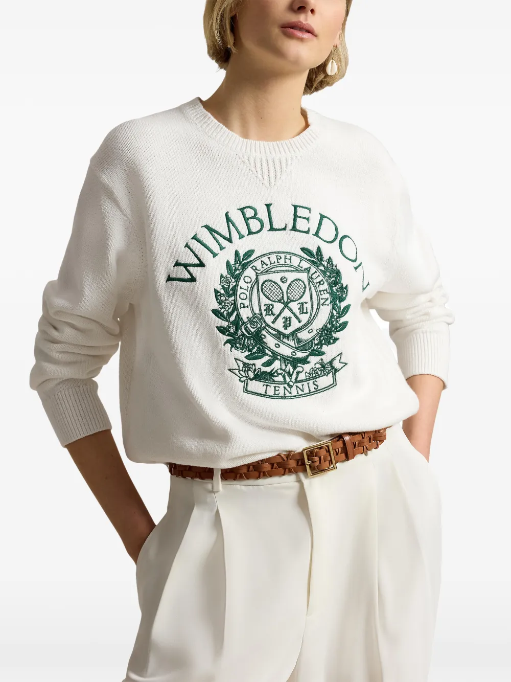 Polo Ralph Lauren Wimbledon trui met borduurwerk Beige