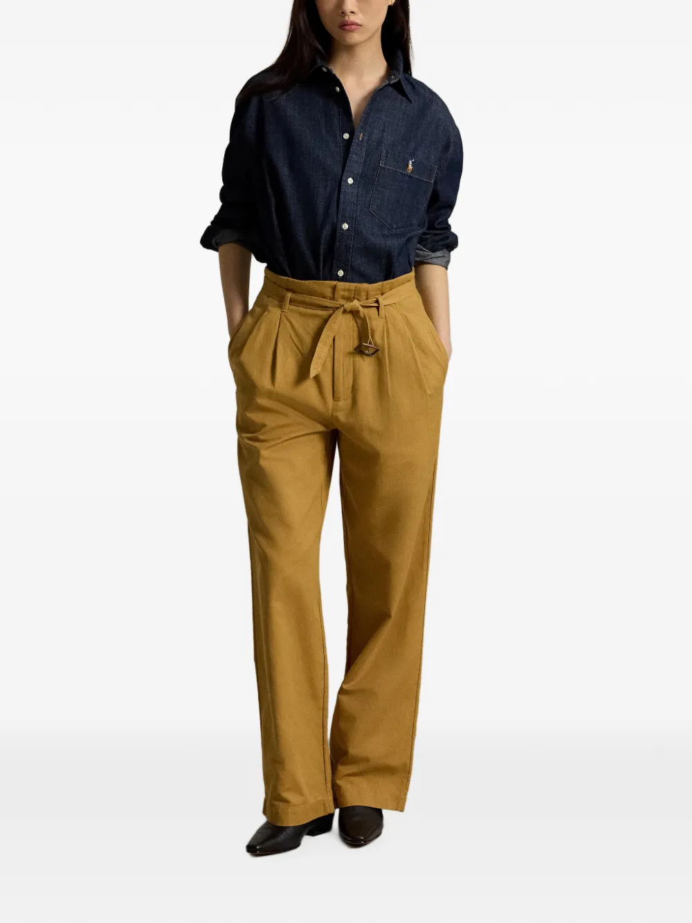 Polo Ralph Lauren Katoenen-linnen plooibroek Beige