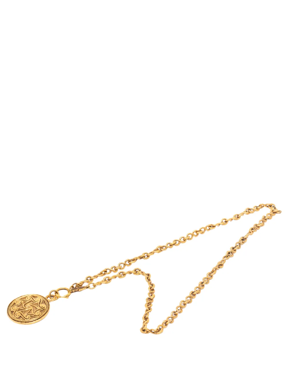 CHANEL Pre-Owned 1970-1980 CC Gold Plated Medallion Pendant Necklace costume necklace - Oro