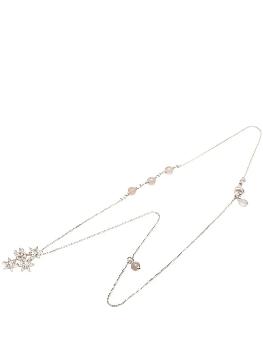 CHANEL Pre-Owned 2016 CC Silver Plated Beads and Rhinestones Star Pendant Necklace costume necklace - Argento
