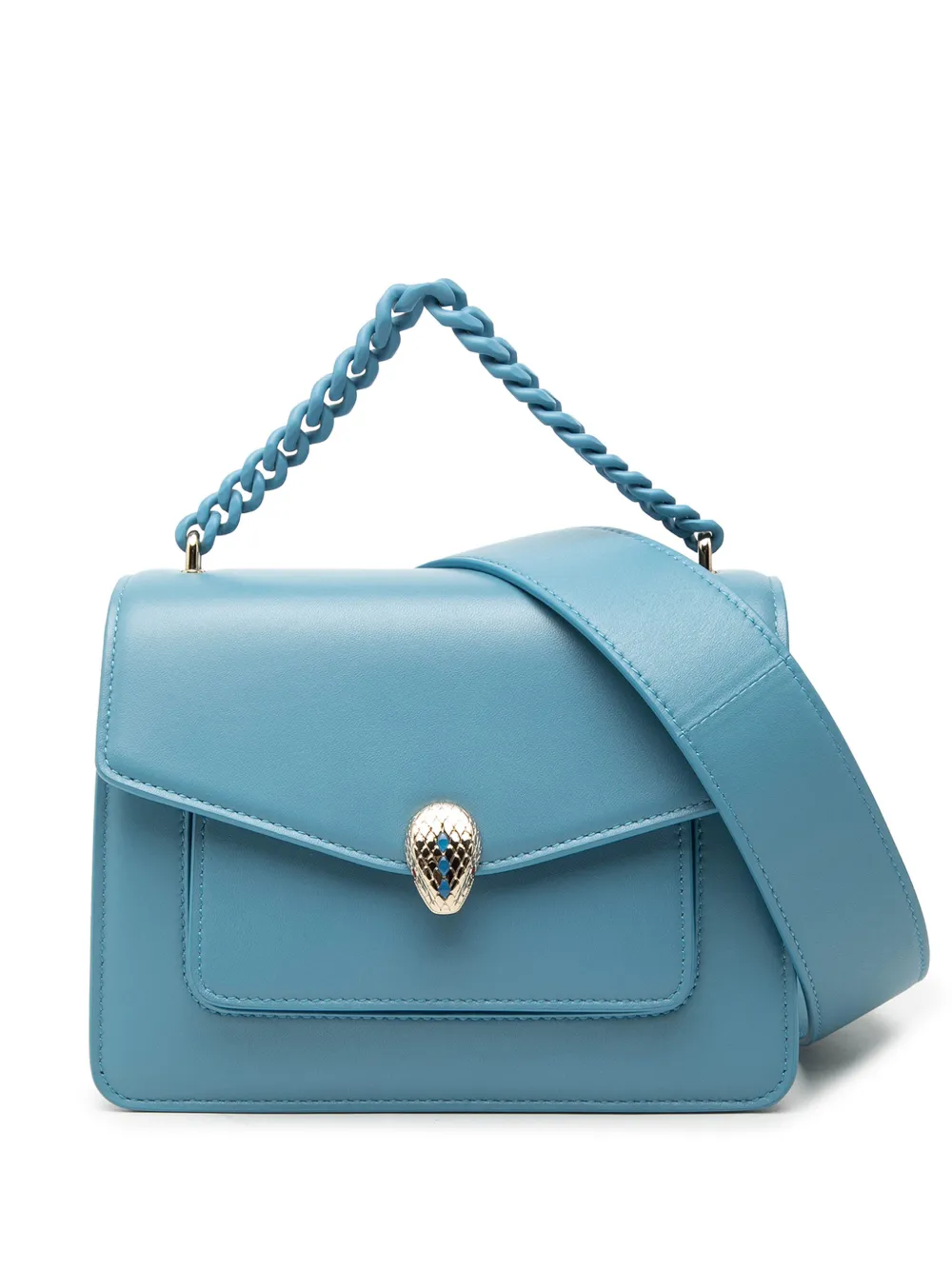 Bvlgari Pre-Owned 2010-2025 Leather Serpenti Forever Maxi Chain Top Handle Bag satchel - Blu