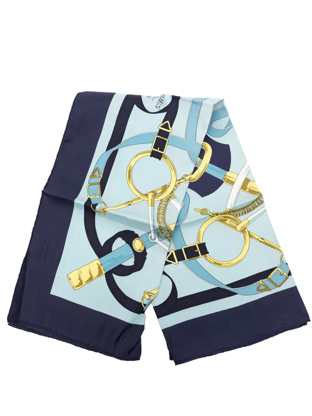 Hermès Pre-Owned 20th Century Eperon D Or Silk Scarf 90 scarves - Blu