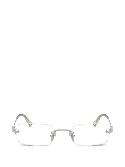 Miu Miu Eyewear 무테 기하학 프레임 안경