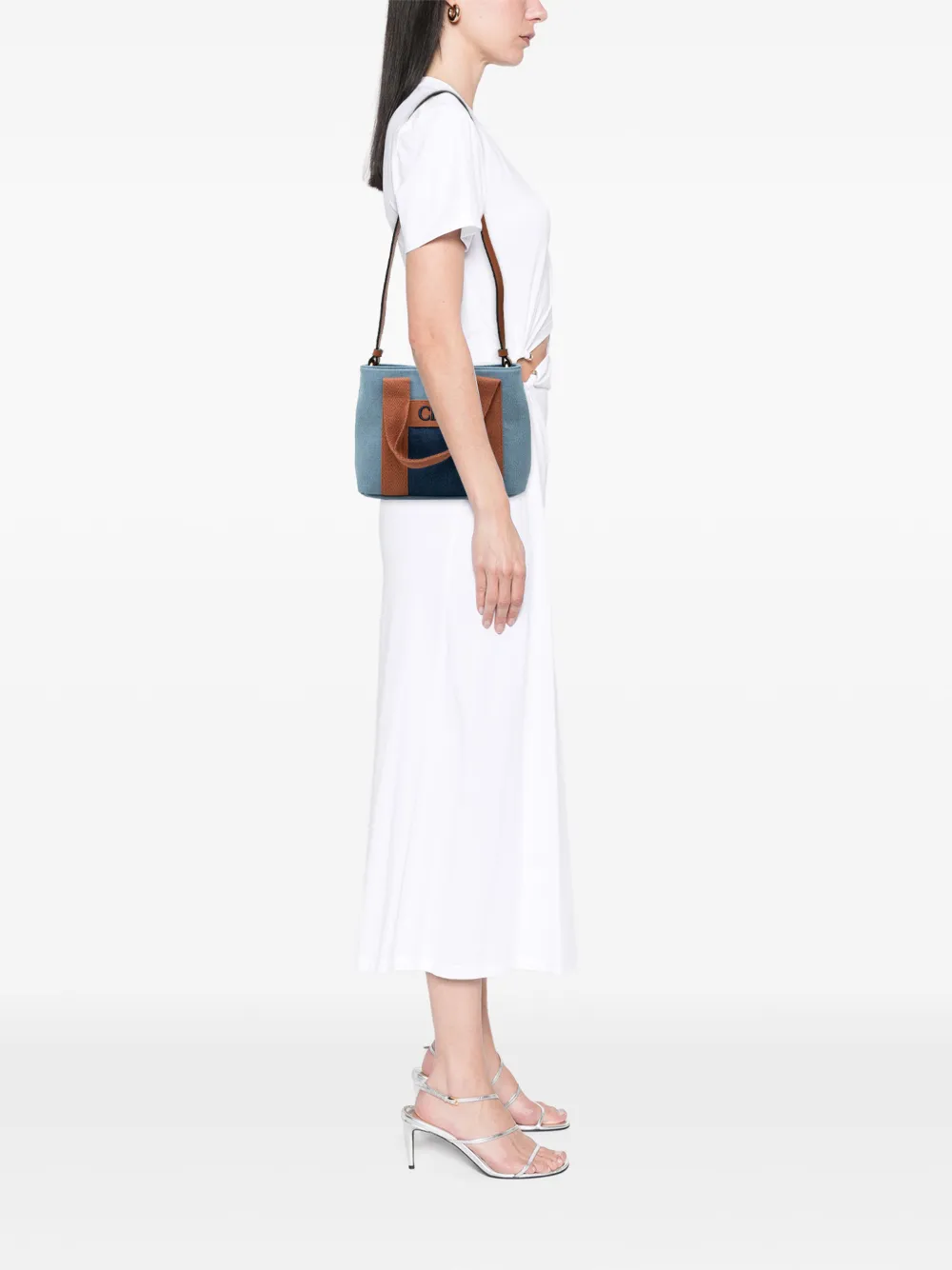  Chloé Pre-owned 2010-2025 Kids Embroidered Logo Denim Satchel - Blue 