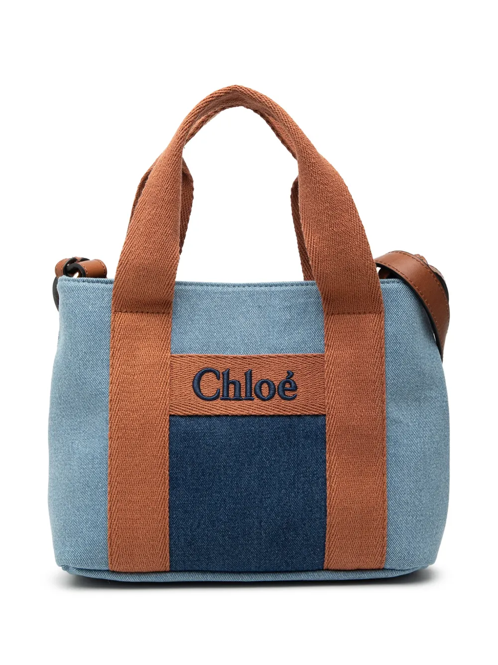 Chloé Pre-Owned 2010-2025 Kids Embroidered Logo Denim satchel - Blu