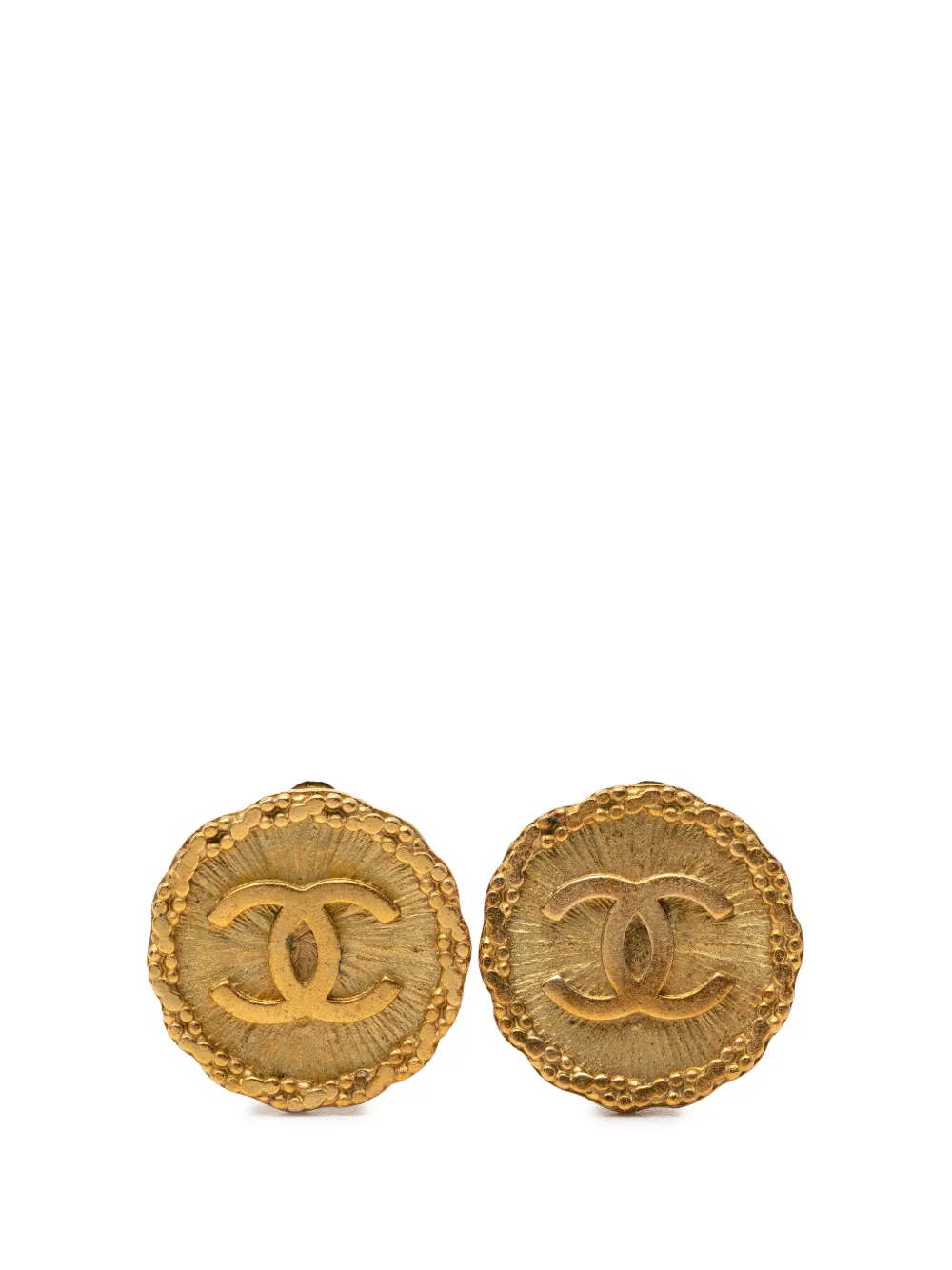 CHANEL Pre-Owned 1994 CC Gold Plated Round Clip On Earrings costume earrings - Oro
