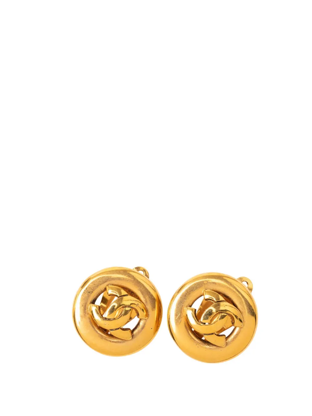 CHANEL Pre-Owned 1950-1970 CC Gold Plated Round Clip On Earrings costume earrings - Oro