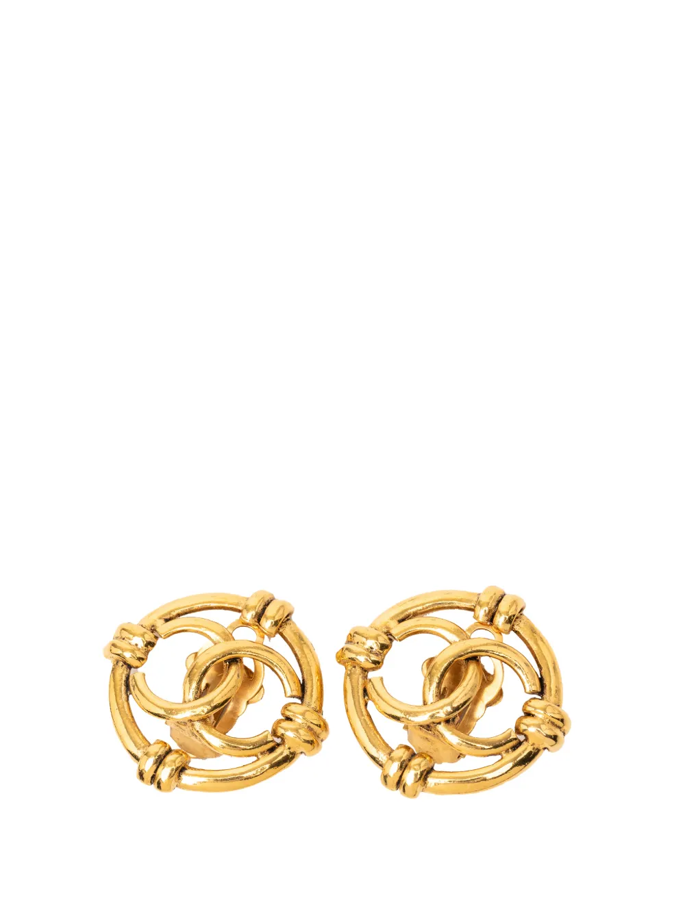 CHANEL Pre-Owned 1994 CC Gold Plated Round Clip On Earrings costume earrings - Oro