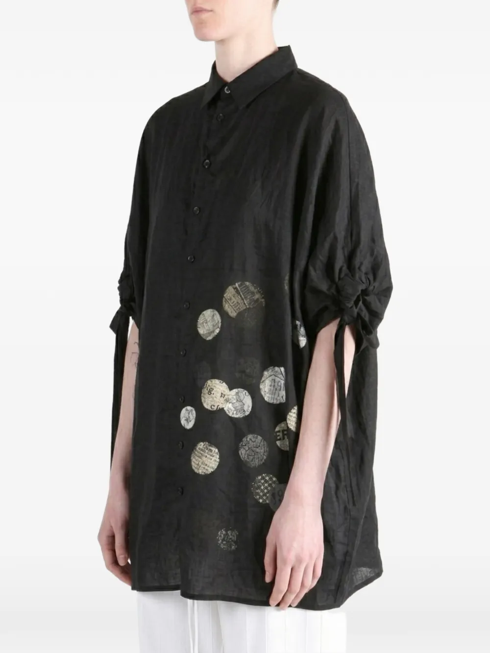 Y's graphic-print tie-sleeve Shirt | Black | FARFETCH