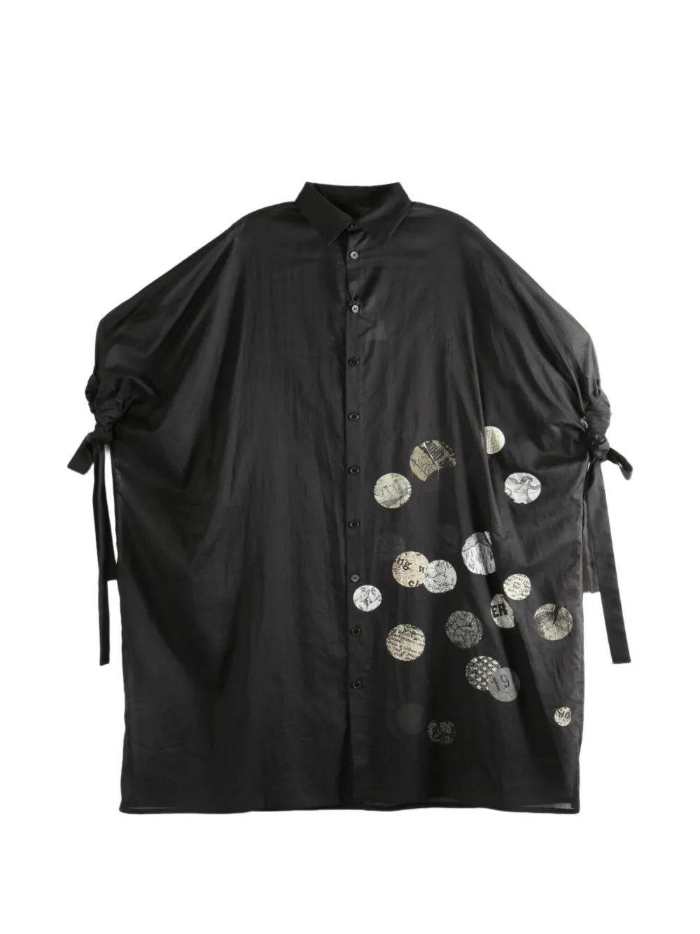 Y's graphic-print tie-sleeve shirt - Black