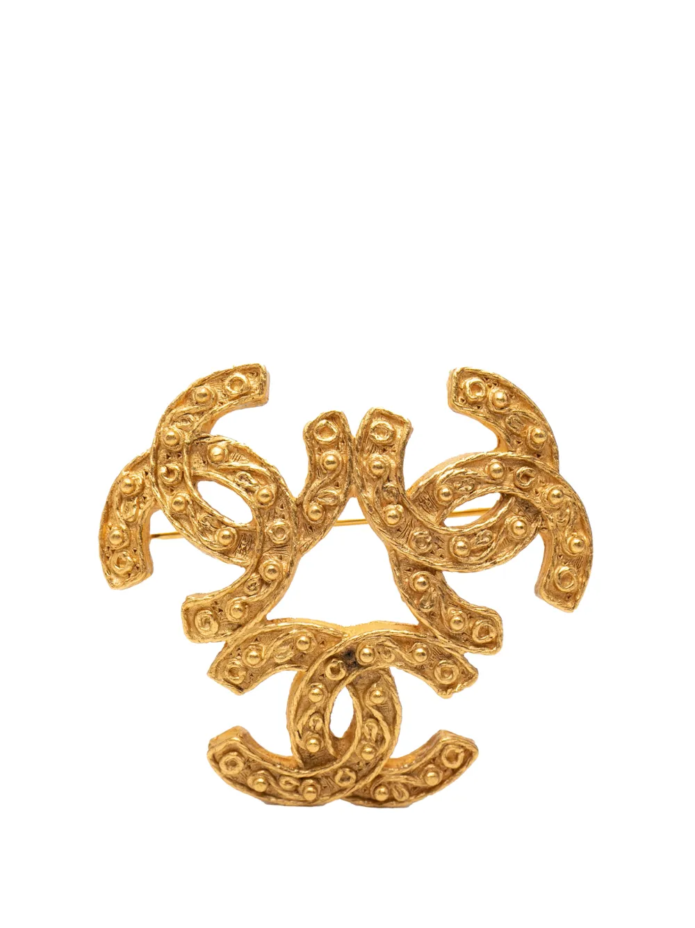 CHANEL Pre-Owned 1994 Gold Plated Triple CC Brooch costume brooch - Oro