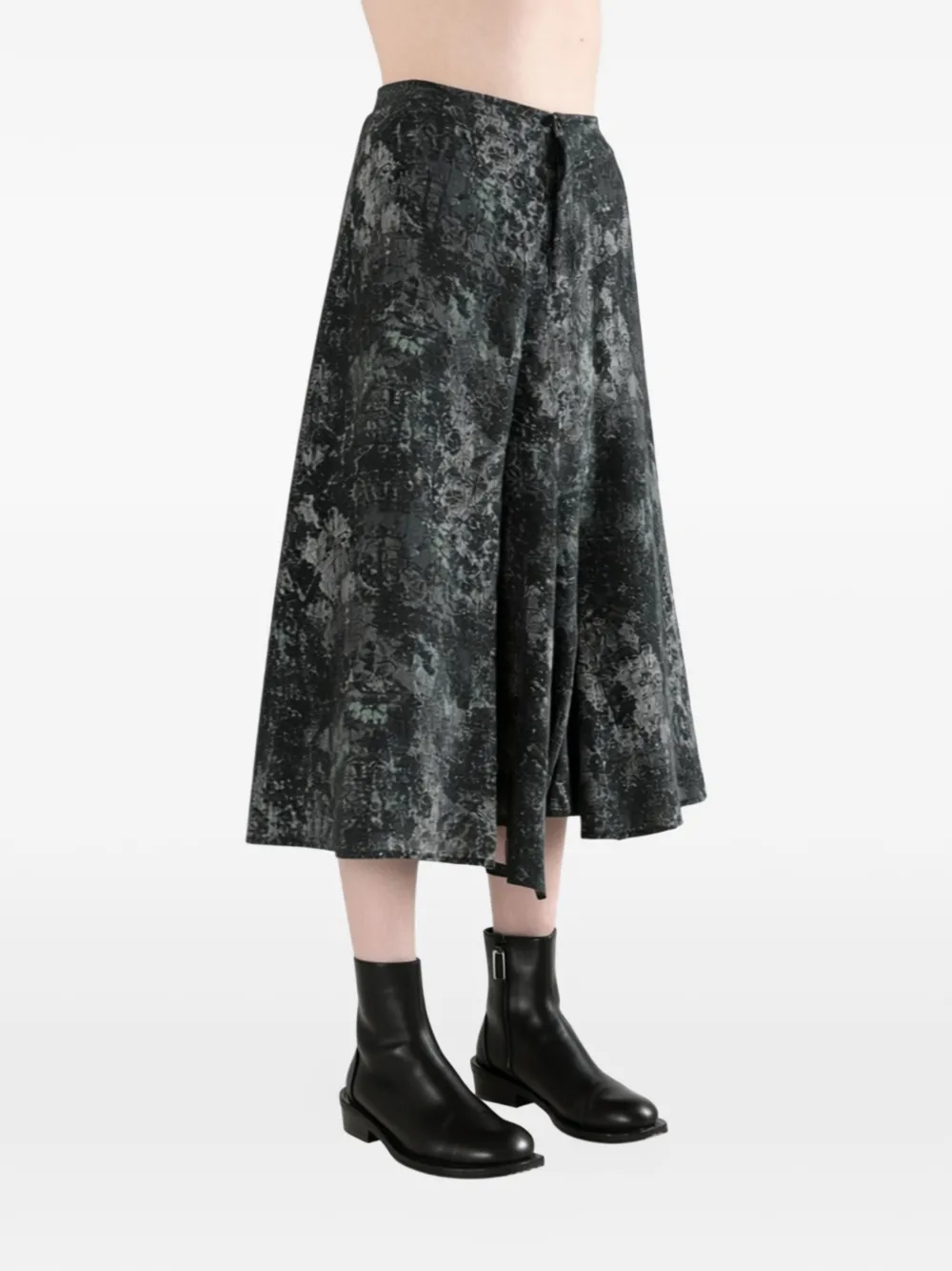 Y's Broek met asymmetrische afwerking en print Grijs