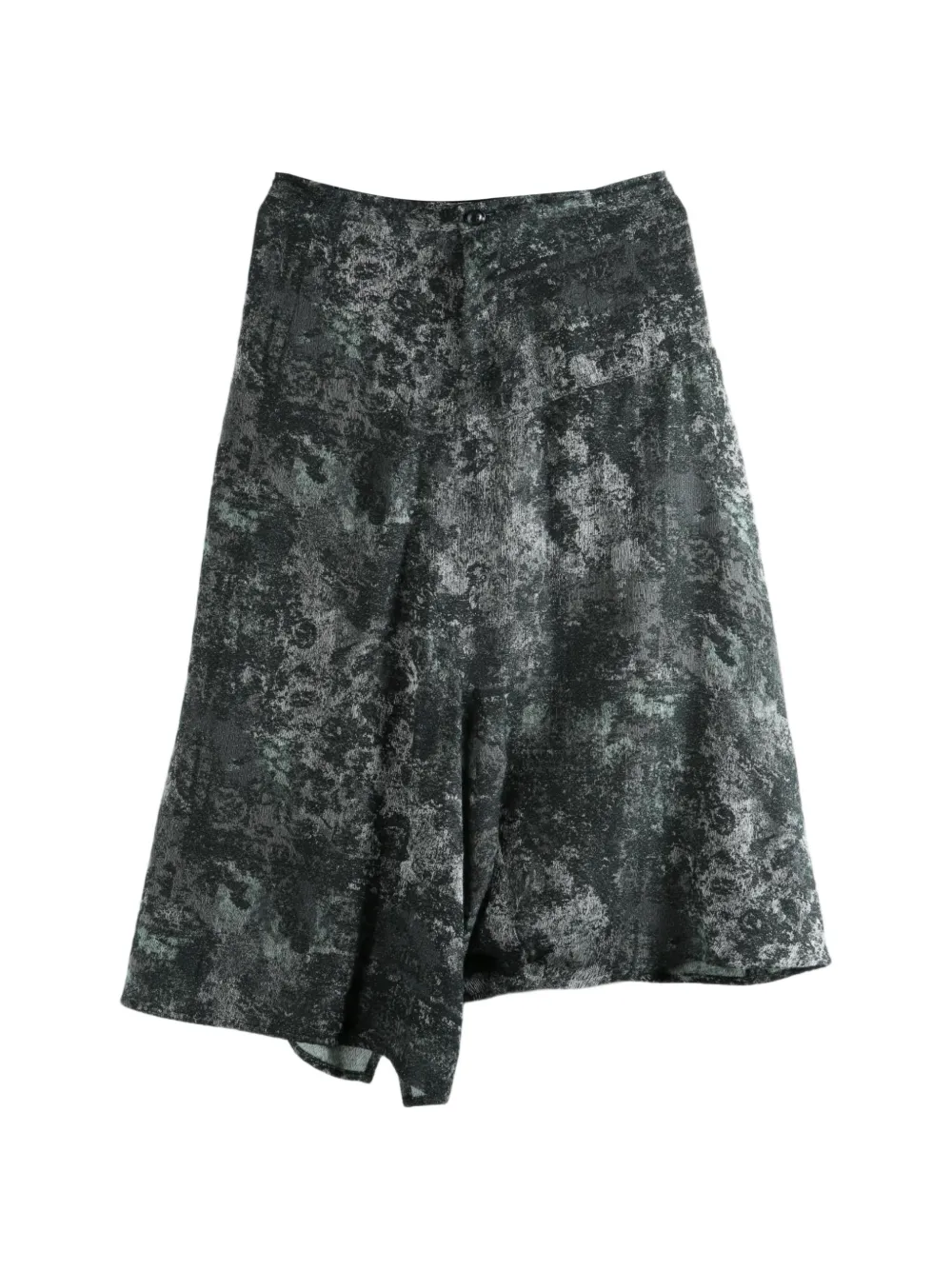 Y's abstract-print asymmetric-hem trousers - Grigio