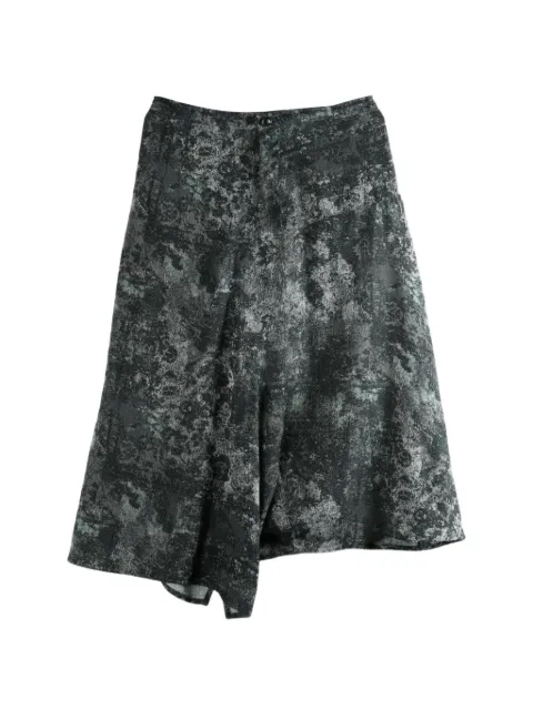 Y's abstract-print asymmetric-hem trousers