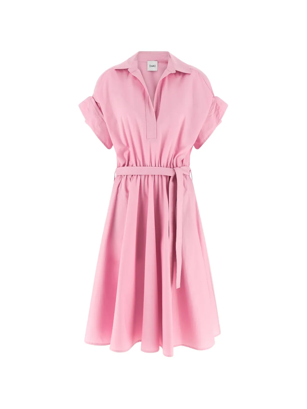 Nude short-sleeve midi dress - Rosa