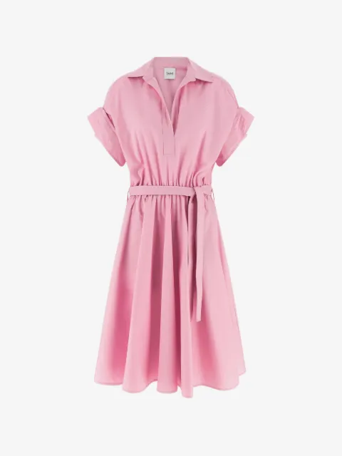 Nude short-sleeve midi dress